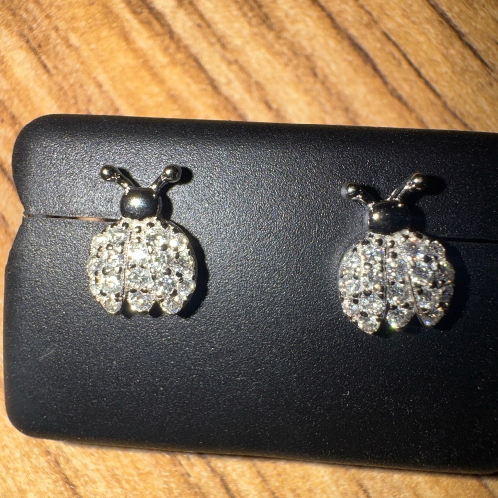 Elegant Silver Ladybug Earrings